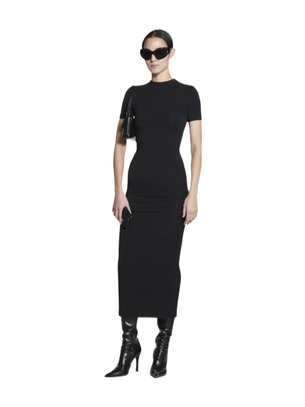 Balenciaga Black Short-Sleeve Maxi Dress